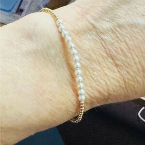 ENewton gold bliss 2mm beaded bracelet pearl